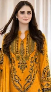 Women's Yellow Embroidered Kurta Set with Dupatta