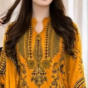 "Women's Yellow Embroidered Kurta Set with Dupatta